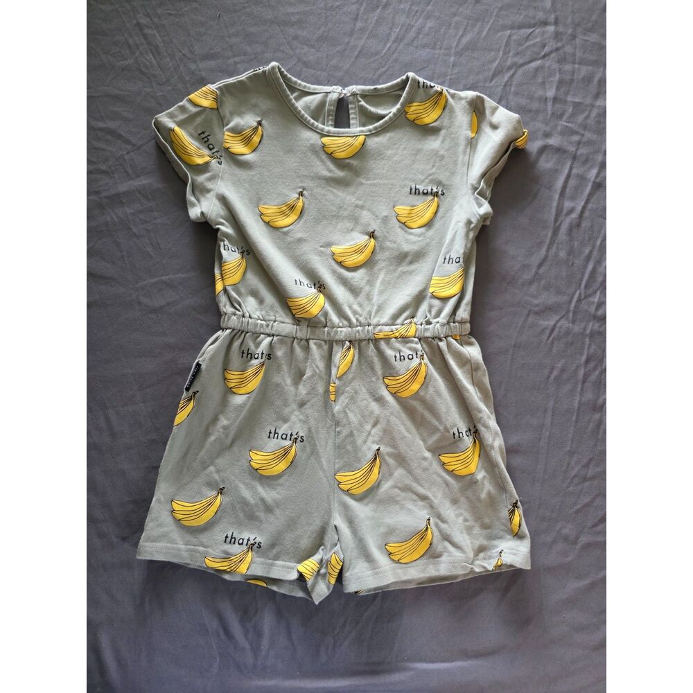 Tiny Tribe Australia Girls Sage Green Banana Print Romper Size 6